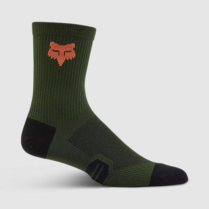 Calcetines Bicicleta Ranger 6" Verde/Naranjo Fox
